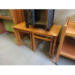 NEST OF THREE TEAK TABLES, 82 CM WIDE