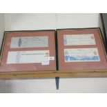 TWO 19TH CENTURY FRAMED AMERICAN BANKING CHEQUES, LARGEST 35CM WIDE