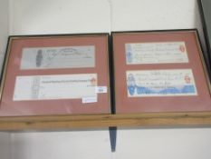 TWO 19TH CENTURY FRAMED AMERICAN BANKING CHEQUES, LARGEST 35CM WIDE