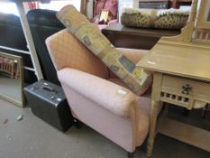 LATE 19TH/EARLY 20TH CENTURY PINK UPHOLSTERED ARMCHAIR