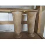 PAIR OF STONE VASES, 19CM HIGH