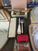 GROUP OF VARIOUS SILVED PLATED WARES AND CUTLERY