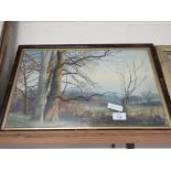 FRAMED WATERCOLOUR OF A RURAL FOREST SCENE, SIGNED LOWER LEFT, EVELYN MOORE, 52CM WIDE