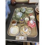 TRAY CONTAINING VARIOUS CERAMICS INCLUDING A SELECTION OF GREEN WEDGWOOD