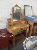 CARVED PINE DRESSING TABLE WITH VANITY MIRROR, 84CM WIDE