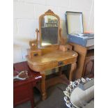 CARVED PINE DRESSING TABLE WITH VANITY MIRROR, 84CM WIDE