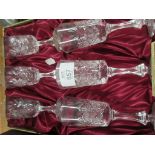 GROUP OF SIX CRYSTAL DRINKING GLASSES IN PRESENTATION CASE