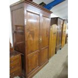 MAHOGANY TWIN DOOR WARDROBE, WIDTH APPROX 122CM