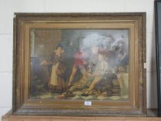 REPRODUCTION PRINT OF “ONE FOOL MAKES MONEY” BY J A GOLDINGHAM IN GILT FRAME, 74CM WIDE