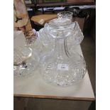 QUANTITY OF CUT GLASS WARES TO INCLUDE DECANTER, DISH ETC