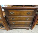 SMALL FOUR DRAWER CHEST WITH FOLDING WORK SURFACE ABOVE, WIDTH APPROX 62CM