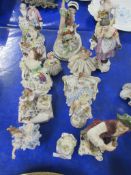 QUANTITY OF DRESDEN AND OTHER CERAMIC FIGURES OF LADIES AND GENTS
