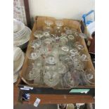 BOX OF VARIOUS HOUSEHOLD GLASS WARE AND A BOX OF KITCHEN ITEMS, PLATES ETC