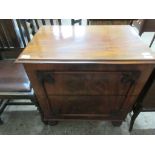 19TH CENTURY COMMODE CABINET RAISED ON BUN LEGS, LATER CONVERTED TO COCKTAIL CABINET, WIDTH APPROX