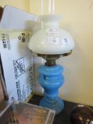 GLASS OIL LAMP, HEIGHT INCLUDING CHIMNEY 56CM