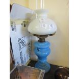 GLASS OIL LAMP, HEIGHT INCLUDING CHIMNEY 56CM