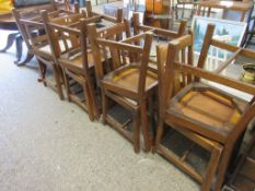 SET OF EIGHT MATCHING MID-20TH CENTURY OAK DINING CHAIRS