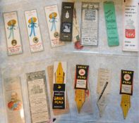 Album circa 300 vintage bookmarks including Singer Sewing Machines, Swan Fountain Pens, Great