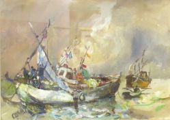 Jack Cox, Fishing boats, watercolour, signed lower left, 24 x 34cm