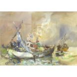 Jack Cox, Fishing boats, watercolour, signed lower left, 24 x 34cm