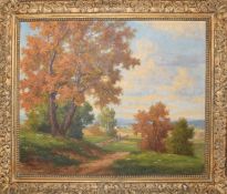 Pawlitzchek, Autumn landscape, oil on board, signed lower left, 49 x 59cm