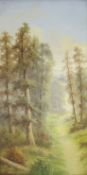 Ada Stone, Wooded landscape, oil on canvas, signed lower left, 61 x 30cm, unframed