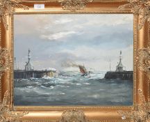 Arthur A Pank, Gorleston Harbour, oil on board, signed lower right, 34 x 44cm
