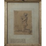 Henry William Bunbury (1750-1811), "The Praying Boy", pencil and wash, extensively inscribed to