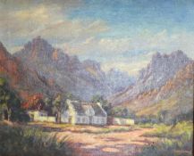 J Van Schoor, South African Homestead, oil on canvas, signed lower right, 45 x 55cm
