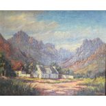 J Van Schoor, South African Homestead, oil on canvas, signed lower right, 45 x 55cm