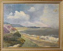 Norah Crisp, Beach scene, oil on board, signed lower right, 40 x 50cm, together with one further