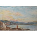 William Freeman, Coastal landscapes with figures, two watercolours, 37 x 54cm (2)