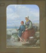 Charles Forster, Fisherwomen with Children, pair of watercolours, both signed, 41 x 31cm (2)