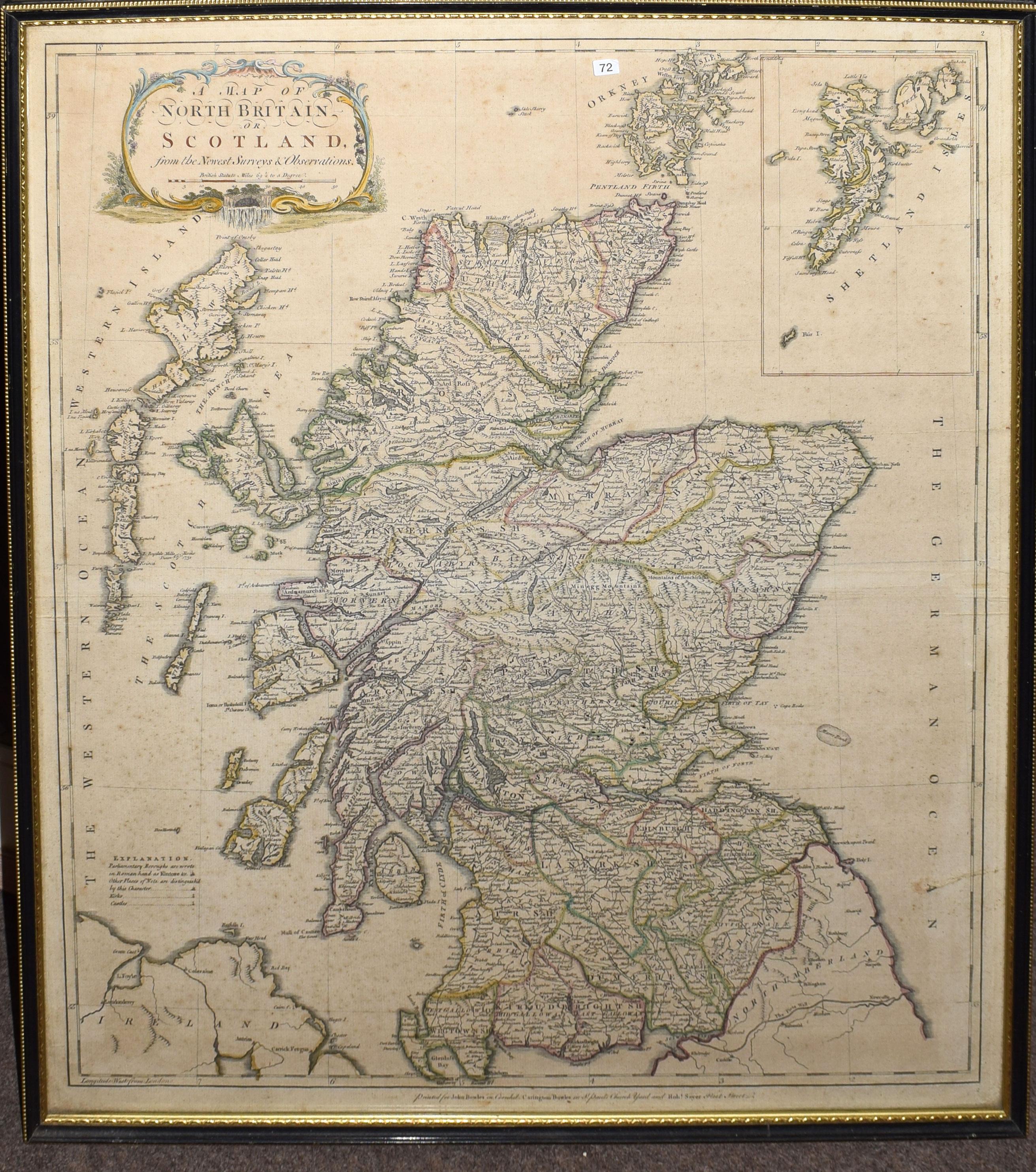 John Bowles - a map of North Britain or Scotland from the newest surveys and observations, hand