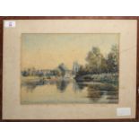 •AR Charles Mayes Wigg (1889-1969), Norfolk River Scene, watercolour, signed lower left, 25 x 35cm