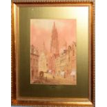 Edward Nevil (19th/20th Century), 'Antwerp' & 'Brussells', pair of watercolours, both signed lower