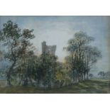 East Anglian School, (19th century), "Caistor Castle", watercolour, 25 x 35cm