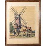 John Rees, "Cley Mill", pen, ink and watercolour, signed lower left, 37 x 30cm