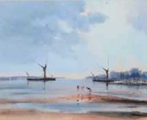 E Gentry, Estuary scenes, pair of oils on board, both signed lower left, 43 x 53cm (2)