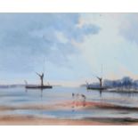 E Gentry, Estuary scenes, pair of oils on board, both signed lower left, 43 x 53cm (2)