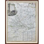 Emanuel Bowen, hand coloured engraved map - An accurate map of the County of Huntingdon, 70 x 53cm