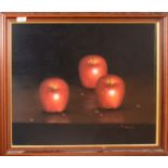 K Mason, Apples, oil on canvas, signed lower right, 50 x 60cm