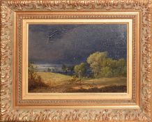 English School (19th century), Nocturnal landscape, oil on panel, 16 x 24cm