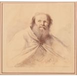 After Guercino, engraved by F Bartolozzi, Portrait, sepia engraving, 29 x 26cm