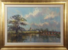 •AR Andrew King, ROI, EAGMA (born 1956) "River Ouse near Barford", oil on board, signed lower left