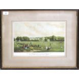 "The Cricket Match, Tonbridge School", reproduction coloured print, 21 x 36cm