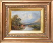 English School (19th century), Highland landscapes, pair of oils on board, 11 x 17cm (2)
