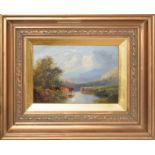 English School (19th century), Highland landscapes, pair of oils on board, 11 x 17cm (2)