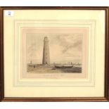 William Daniell, "The Orfordness Lighthouse, Suffolk", hand coloured aquatint, published circa 1822,