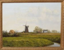 Cyril Boyland Turner, "Flint Mill, Halvergate", oil on canvas, signed lower left, 19 x 24cm